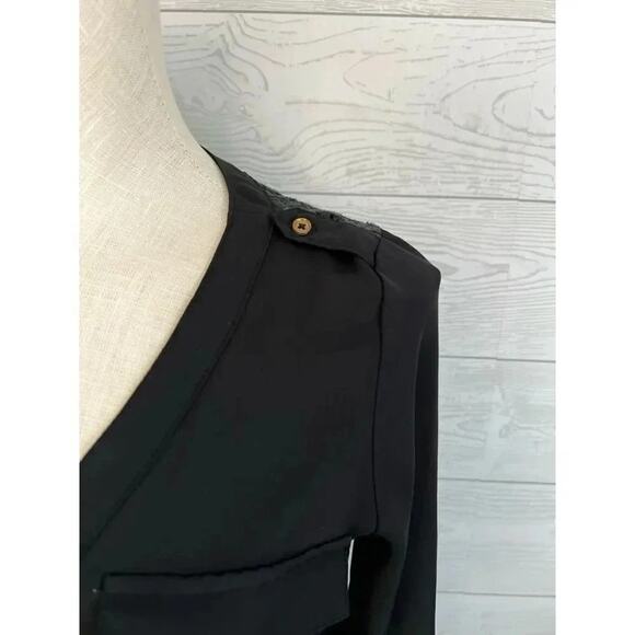 Candie’s semi-sheer black roll tab blouse Size Small - Picture 7 of 7